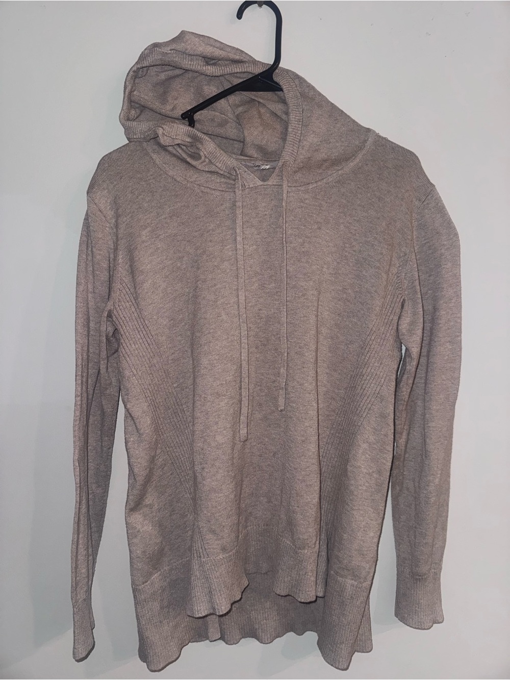 Athleta Light Taupe Hooded Knit Pullover